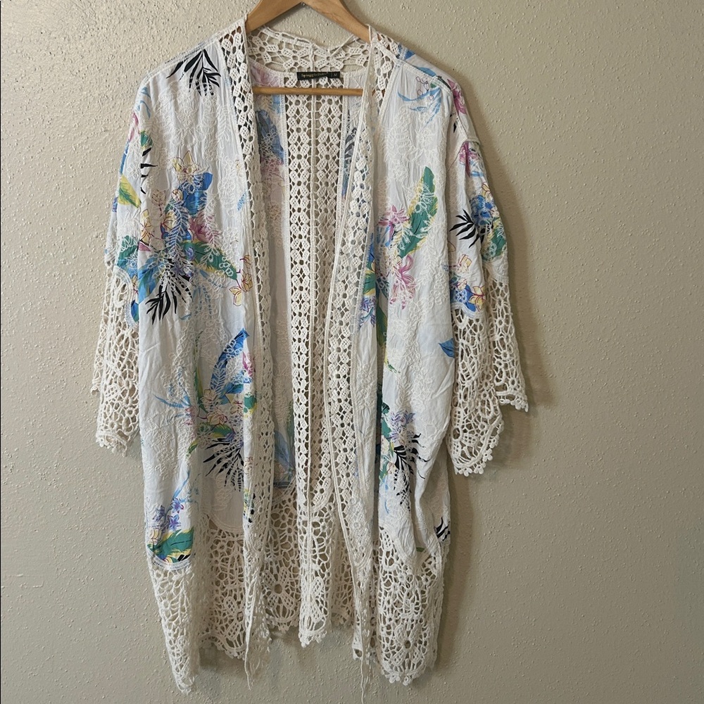 Spiaggia Dolce open Floral Lace Kimono Cardigan